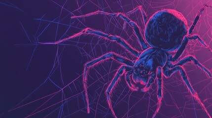 Wall Mural - halloween background with spider web