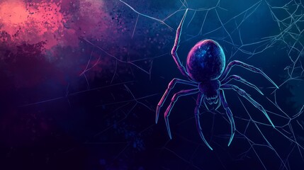 Wall Mural - halloween background with spider web