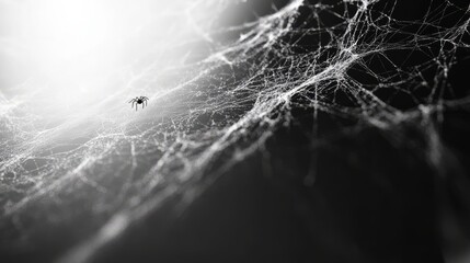 Wall Mural - spider web with dark background