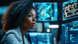 © hdesert - AI cyber security female african american IT specialist