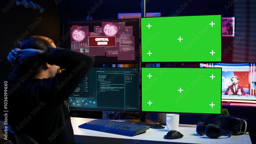 Scammer hacking using green screen PC and getting critical error ...