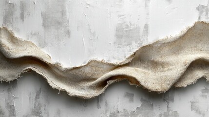 Fototapete - A soft, natural fabric lies gracefully on a light-textured surface, highlighting its gentle curves and organic aesthetic. The subtle colors blend beautifully, creating a calming visual.