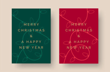 Wall Mural - christmas card design template with christmas lights background. elegant christmas greeting card con
