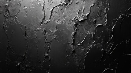 Poster - A textured black wall showcases an intricate cracked surface, adding depth and interest for artistic projects or decor choices in interior design.