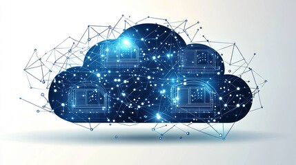 Poster - Abstract Cloud Network with Glowing Nodes and Lines