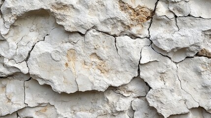 Poster - The surface features large, irregularly shaped white stones that are cracked and weathered, showcasing a textured pattern of natural erosion.