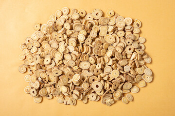 Wall Mural - top view herb BeiQi or Huang Qi or Radix Astragali or Astragalus Root at horizontal