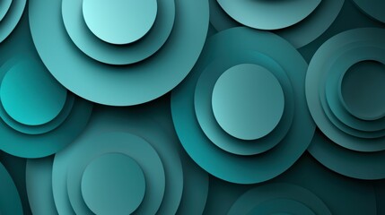 A visually striking design featuring overlapping circular shapes in varying shades of teal, creating depth and texture for artistic appeal.