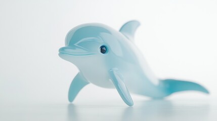 A cute blue dolphin figurine with a white background.