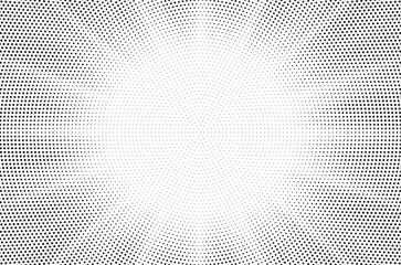 Wall Mural - Halftone gradient sun rays pattern. Abstract halftone vector dots background. monochrome dots pattern. Vector background in comic book style with sunburst rays and halftone. Retro pop art design.