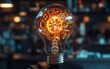 © Nattapat - Innovative light bulb design featuring interlocking gears and cogs, symbolizing the collaboration between creative thought and technological advancement