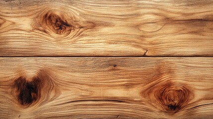 Fototapete - A close-up view of a wooden surface displaying intricate grain patterns and natural knots. The warm tones create an inviting ambiance, suitable for interior design and craft projects.