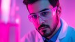 © nilawan - Innovative scientist conducting experiments in a high-tech laboratory with a futuristic aesthetic and vibrant colors