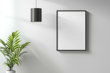 Canvas Print - A black framed white picture hangs on a white wall