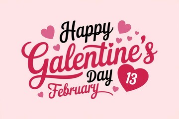 happy galentine's day lettering or text. concept of celebrating girlfriends day, female friendship, 
