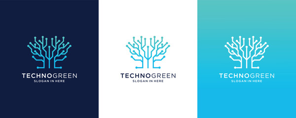 Technology tree electrical circuit digital Technology logo design vector icon illustration