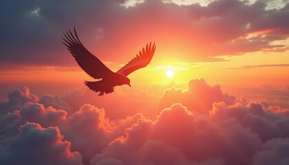  Soaring above the clouds at sunset