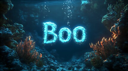 Wall Mural - underwater mystique exploring the enigmatic depths of the ocean with the ethereal glow of 'boo' in a