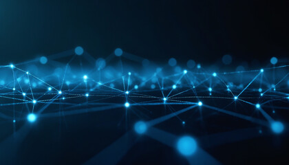 Wall Mural - digital waves with interconnected blue nodes: digital waves featuring interconnected blue nodes, sym