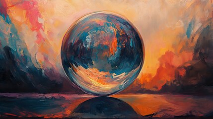 A painting of a ball with the word earth on it