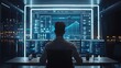 © Badass Prodigy - A person working at a desk with multiple monitors displaying data and graphs in a modern office environment.