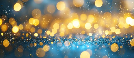 Festive blue and gold bokeh pattern for an elegant New Year's backdrop.