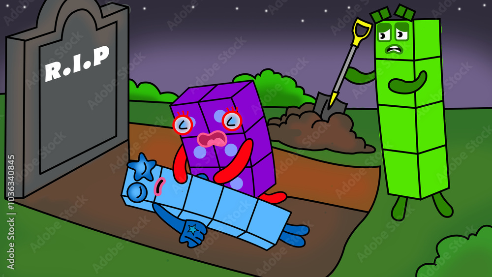 Numberblocks Rip numberblocks 6 sad to see numberblocks 5 rip Stock Illustration | Adobe ...