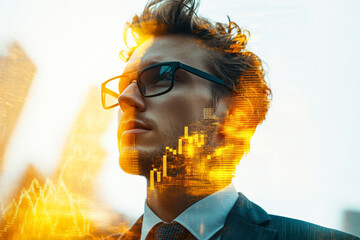 Wall Mural - A man wearing glasses and a suit is looking at the camera