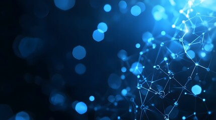 abstract futuristic - molecules technology with polygonal shapes on dark blue background. illustrati