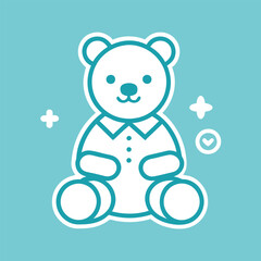 Baby teddy bear toy object newborn template line vector design