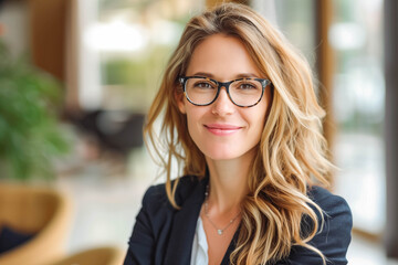 Confident happy businesswoman smiling at the camera