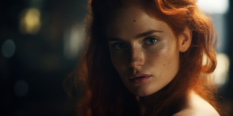 Poster - Intense gaze of a redheaded woman