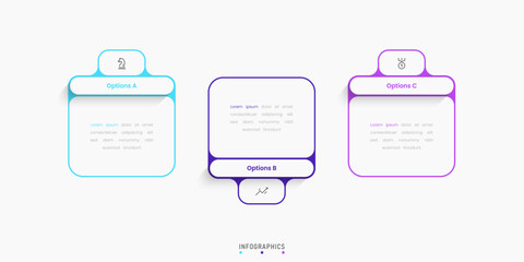 Vector Infographic label design template with icons and 3 options or steps. Can be used for process diagram, presentations, workflow layout, banner, flow chart, info graph.