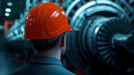 Engineer Inspecting Machinery in a High Tech Factory with Industrial Lighting