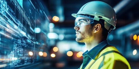 Engineer using virtual interface for AI-powered transport system control