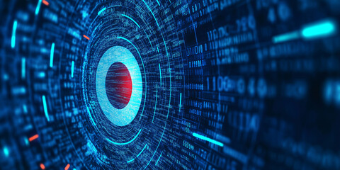 Poster - Abstract technology background showing concentric circles with digits and numbers