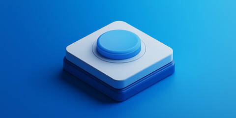 Aufkleber - Blue button sitting on white platform on blue background