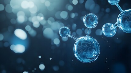 Wall Mural - A Single Molecule in a Blue Bokeh Background