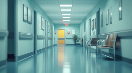 Hospital office design with empty hallways and no staff