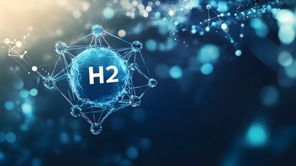 Wall Mural - Molecular Structure of Hydrogen Depicted as a 3D Model with White 