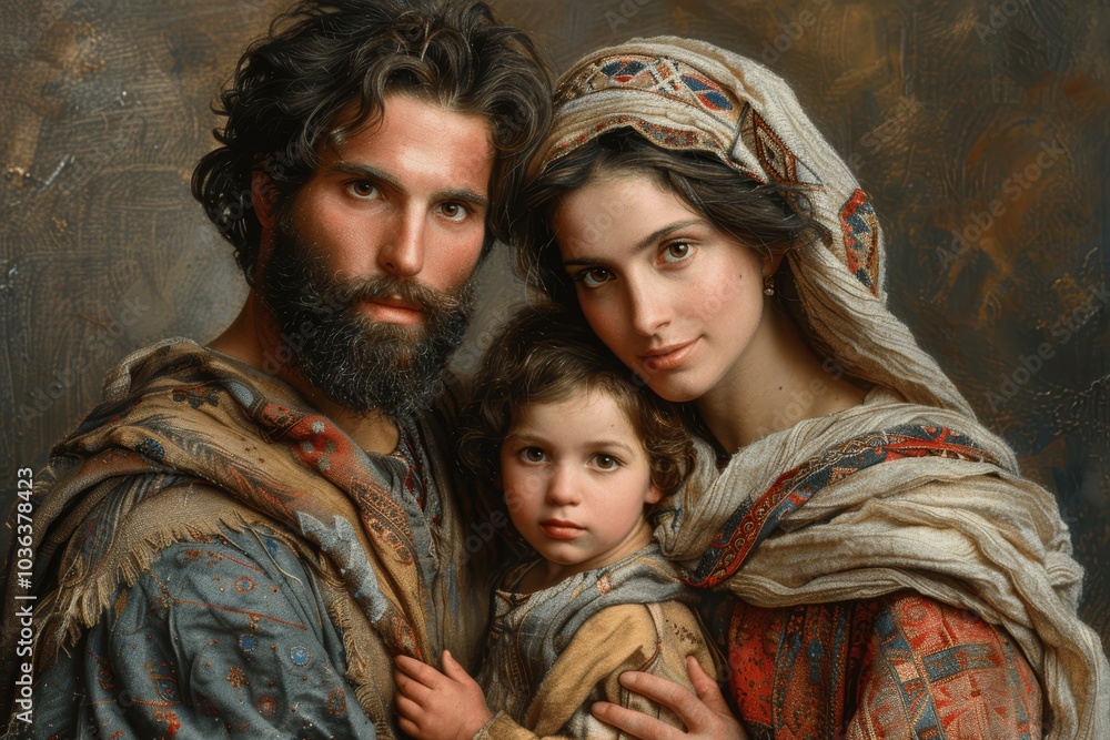 Jesus, Mary, and Joseph in Byzantine Art - Oil Painting Style Christmas ...