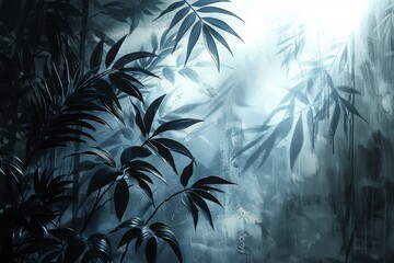 Aufkleber - Abstract Minimal Background with Palm Leaf Shadows on White Wall