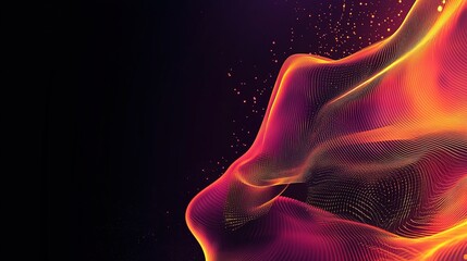 Wall Mural - Vibrant Flowing Waves with Particles in Space