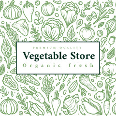 Vegetable store engraved style food banner