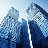 Modern skyscrapers reaching for the sky in urban landscape of glass and steel