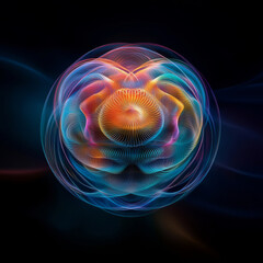 Cosmic Bloom: Abstract energy sphere, vibrant colors, swirling nebula, cosmic art, digital art, fractal art, science fiction, futuristic, energy, light, glow, vibrant, colorful, abstract, design.