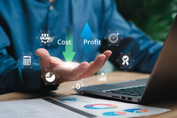 cost and profit management, quality control concept, businessman planning to cost reduction, profit 