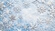 © phianguma - Winter wonderland snowflake background featuring various intricate snowflake designs on a frosty white and blue backdrop.