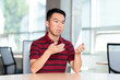 © fotolite - A college student is speaking during an interview or discussion