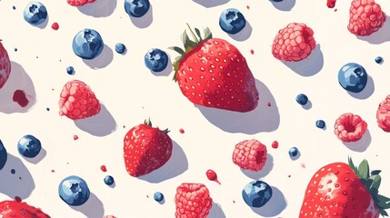 Wall Mural - A Colorful Still Life of Fresh Berries